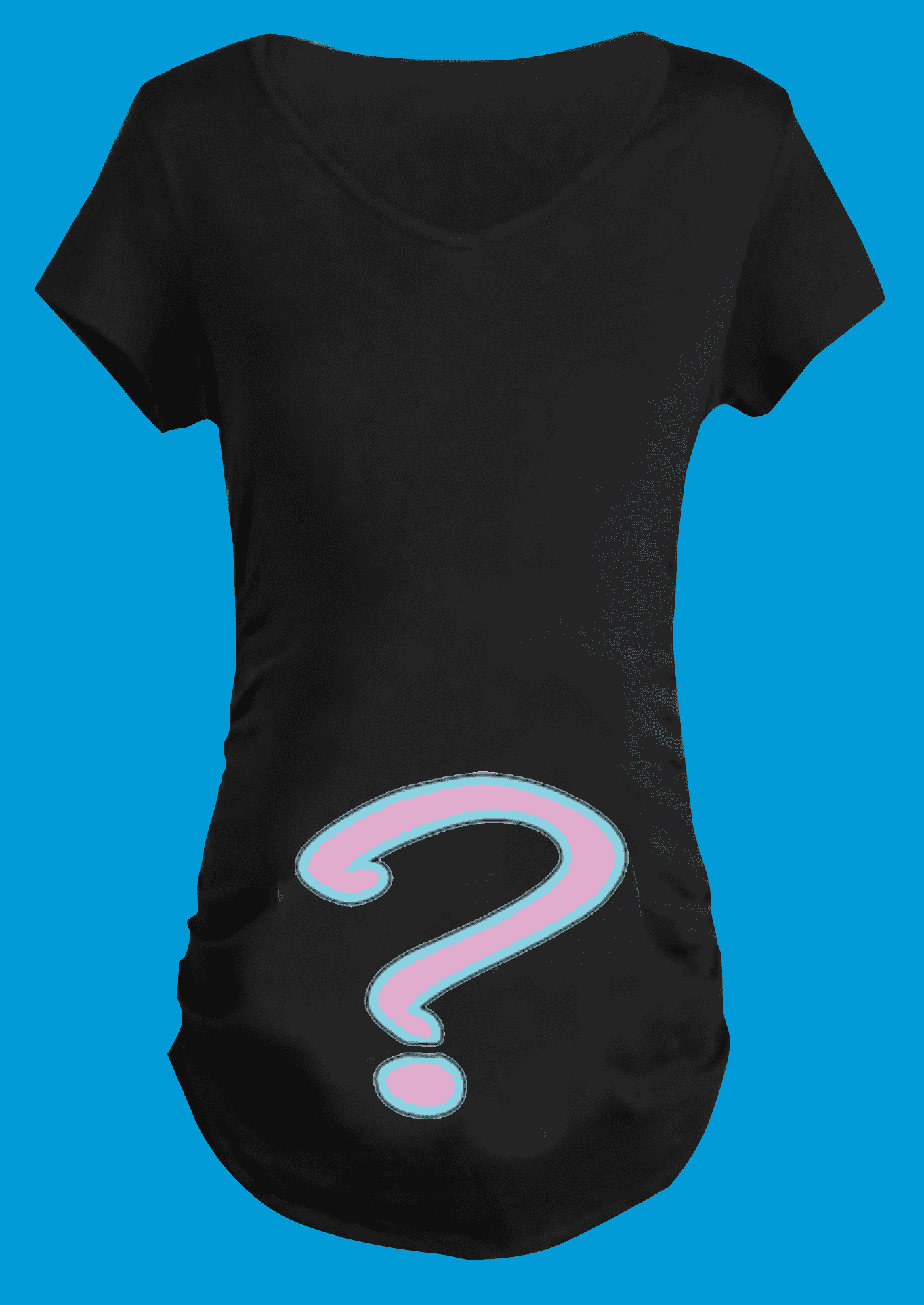 baby blue and pink question mark for gender reveal