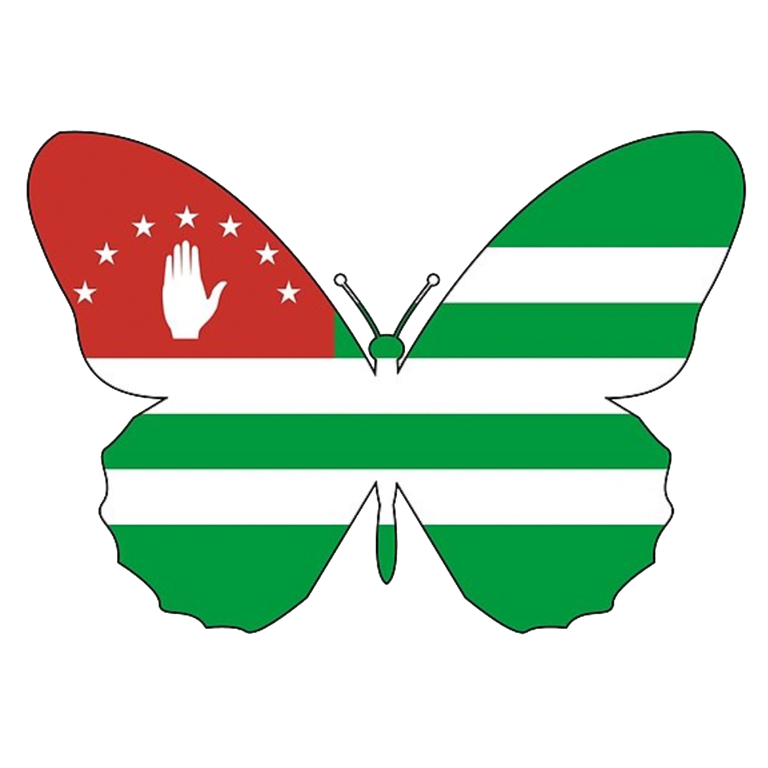 Abkhazian flag shaped like a butterfly