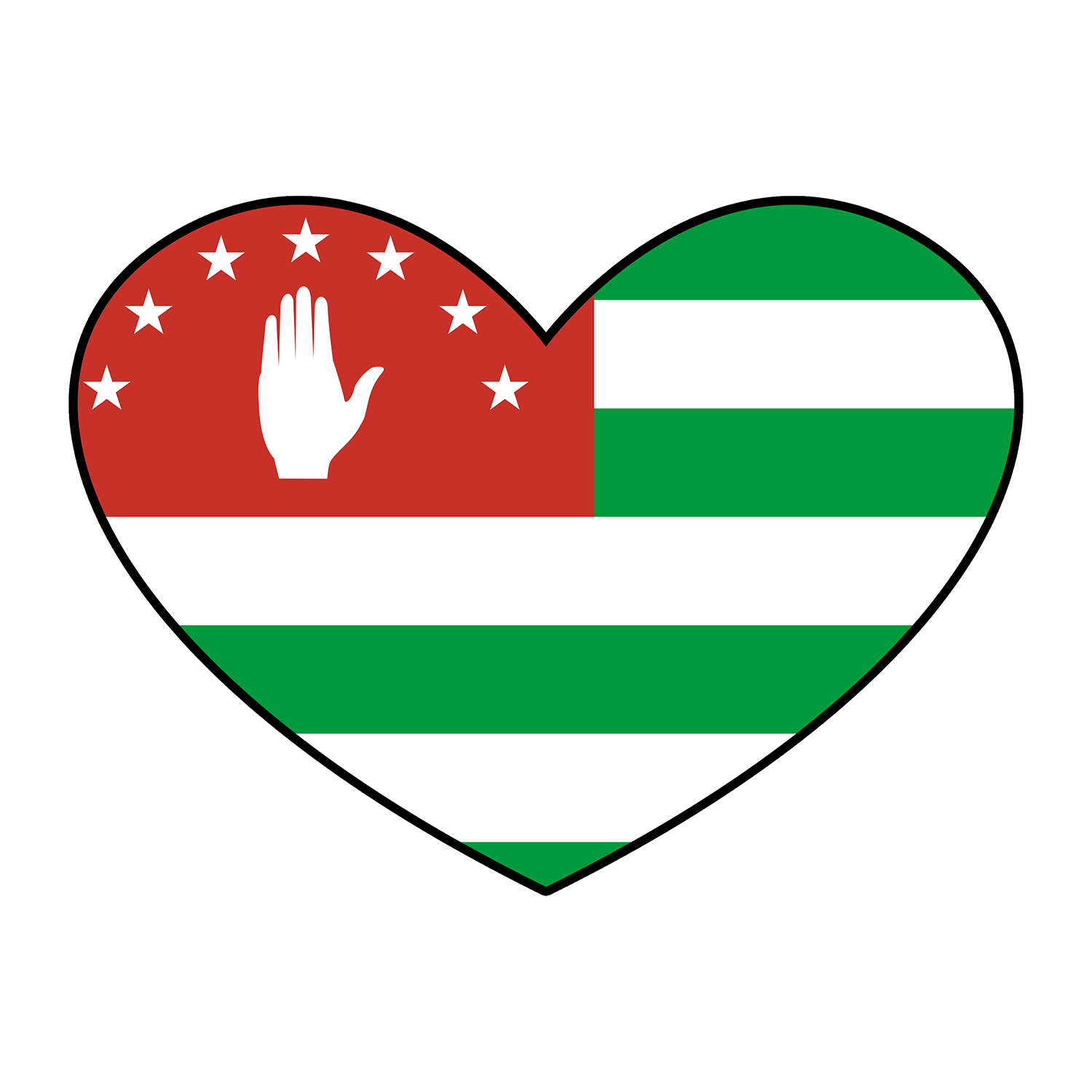 Abkhazian Flag shaped like a heart
