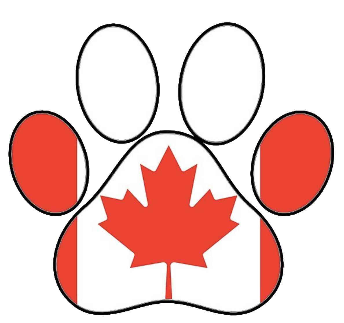 Canadian flag shape like a dog's paw