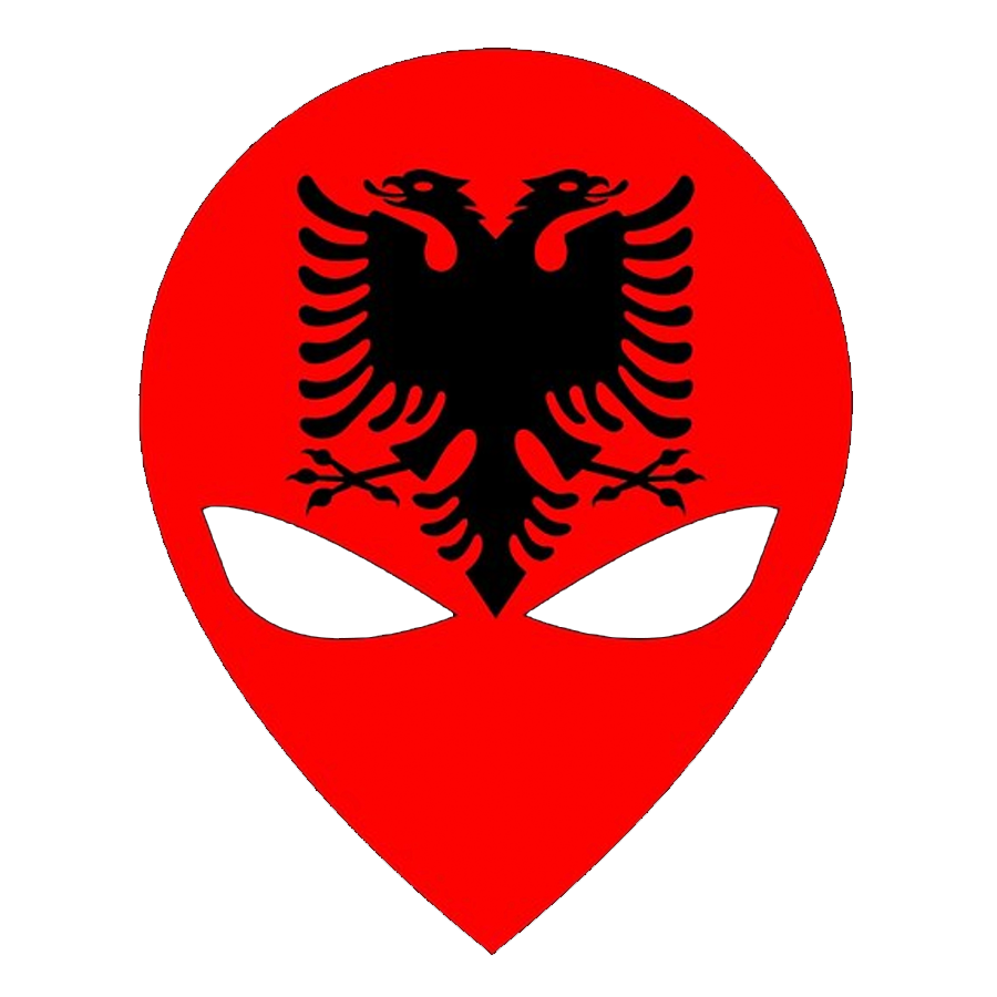Albanian Flag shaped like an Alien