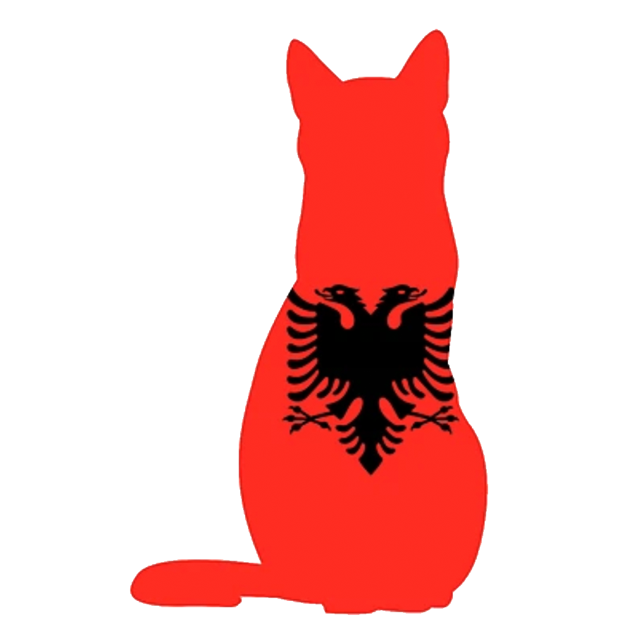 Albanian Flag shaped like a cat