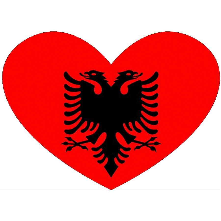 Albanian Flag shaped like a heart