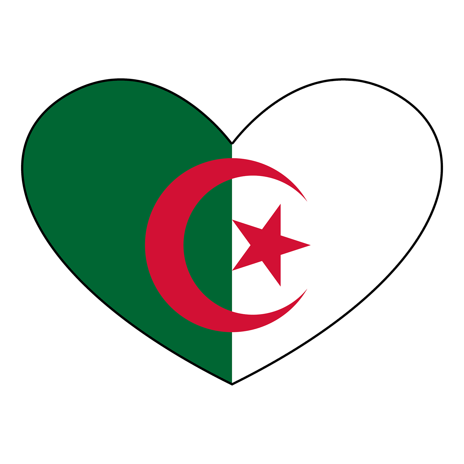 Algerian flag shape like a heart