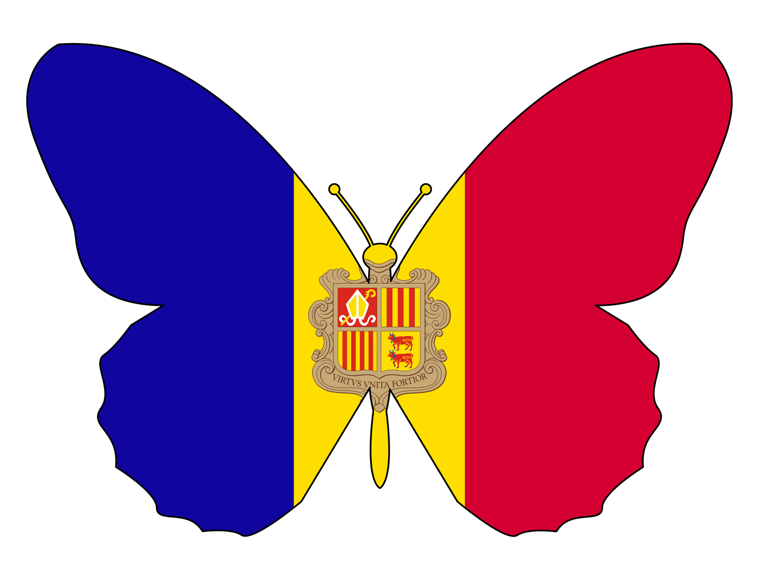 Andoran flag shaped like a butterfly