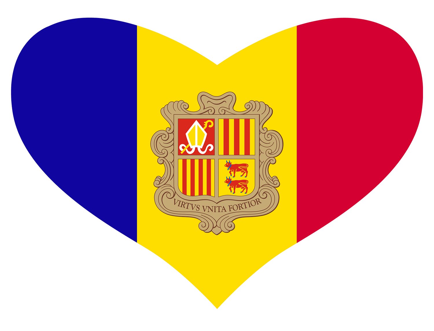 Andorran Flag shaped like a heart