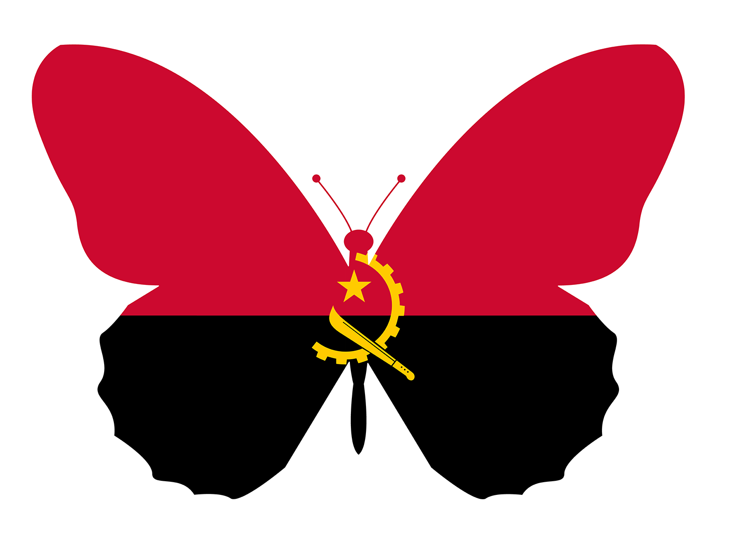 Angolan flag shaped like a butterfly