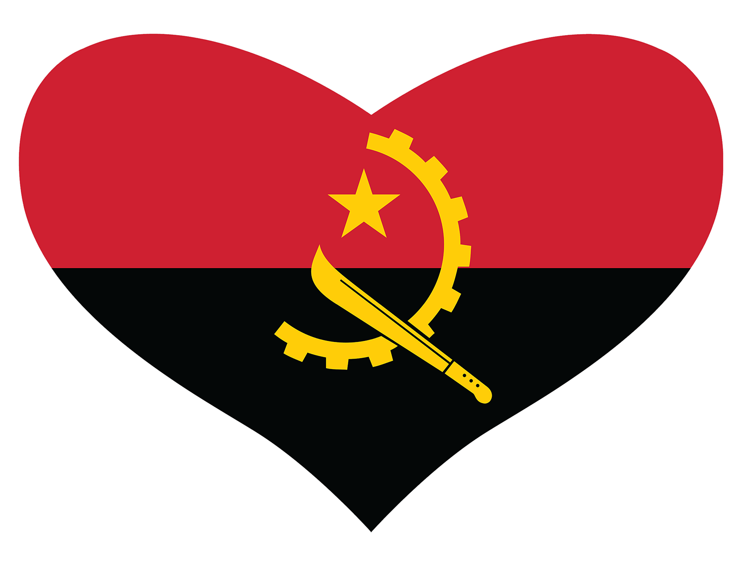 Angolan Flag shaped like a heart