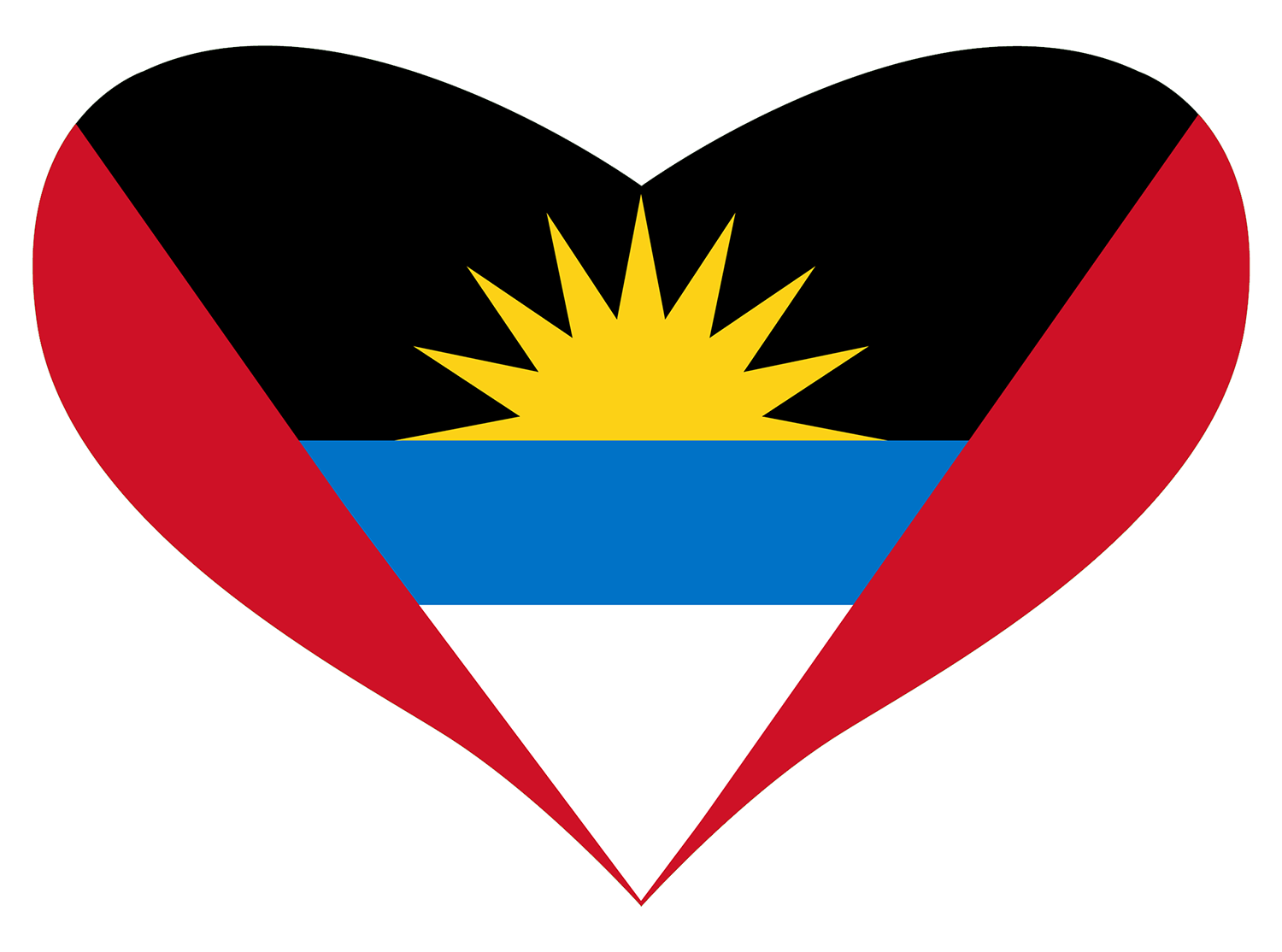 Antigua and Barbuda flag shape like a heart