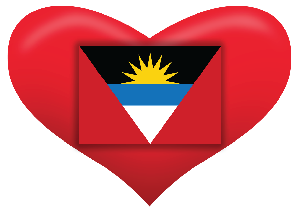 Antigua and Barbuda flag in a heart
