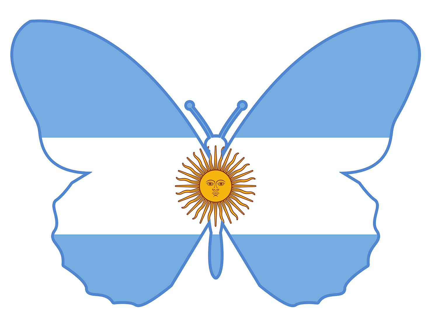 Bandera argentina con forma de mariposa