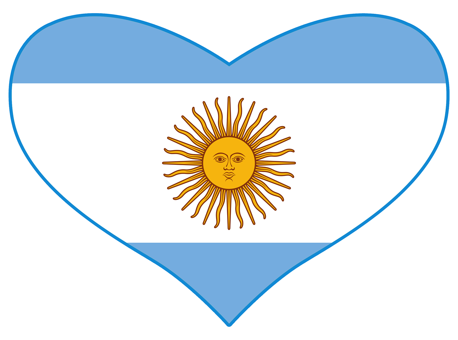 Bandera argentina con forma de corazón