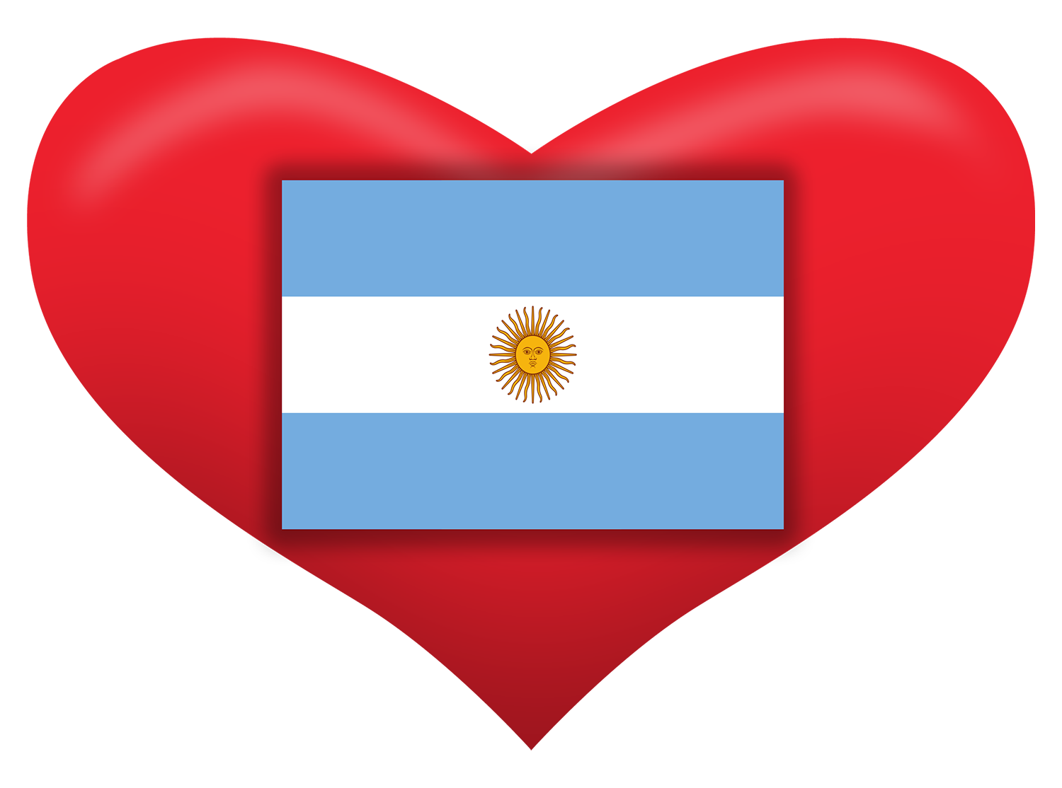 Bandera argentina dentro de un corazón