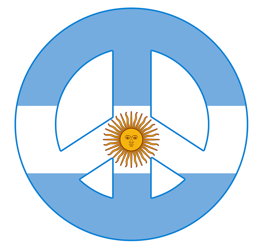 Bandera argentina con forma de símbolo de paz