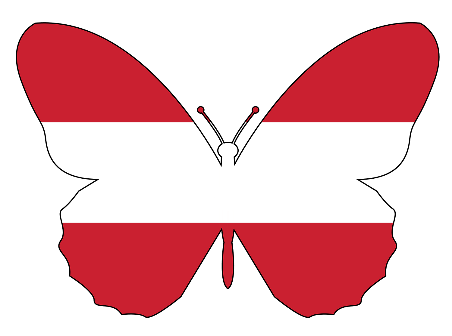 Austrian flag shaped like a butterfly