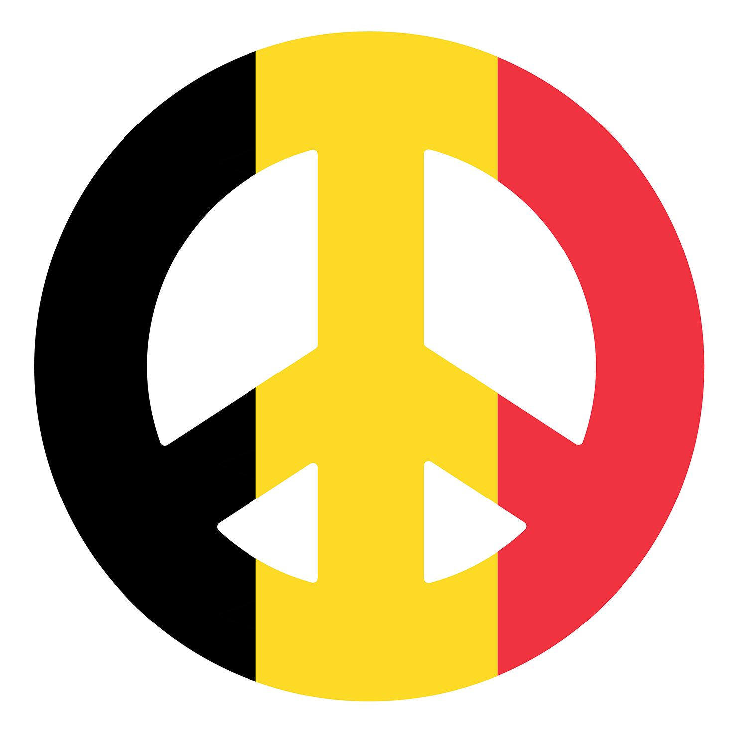 Belgium flag shaped like a Peace Symbol