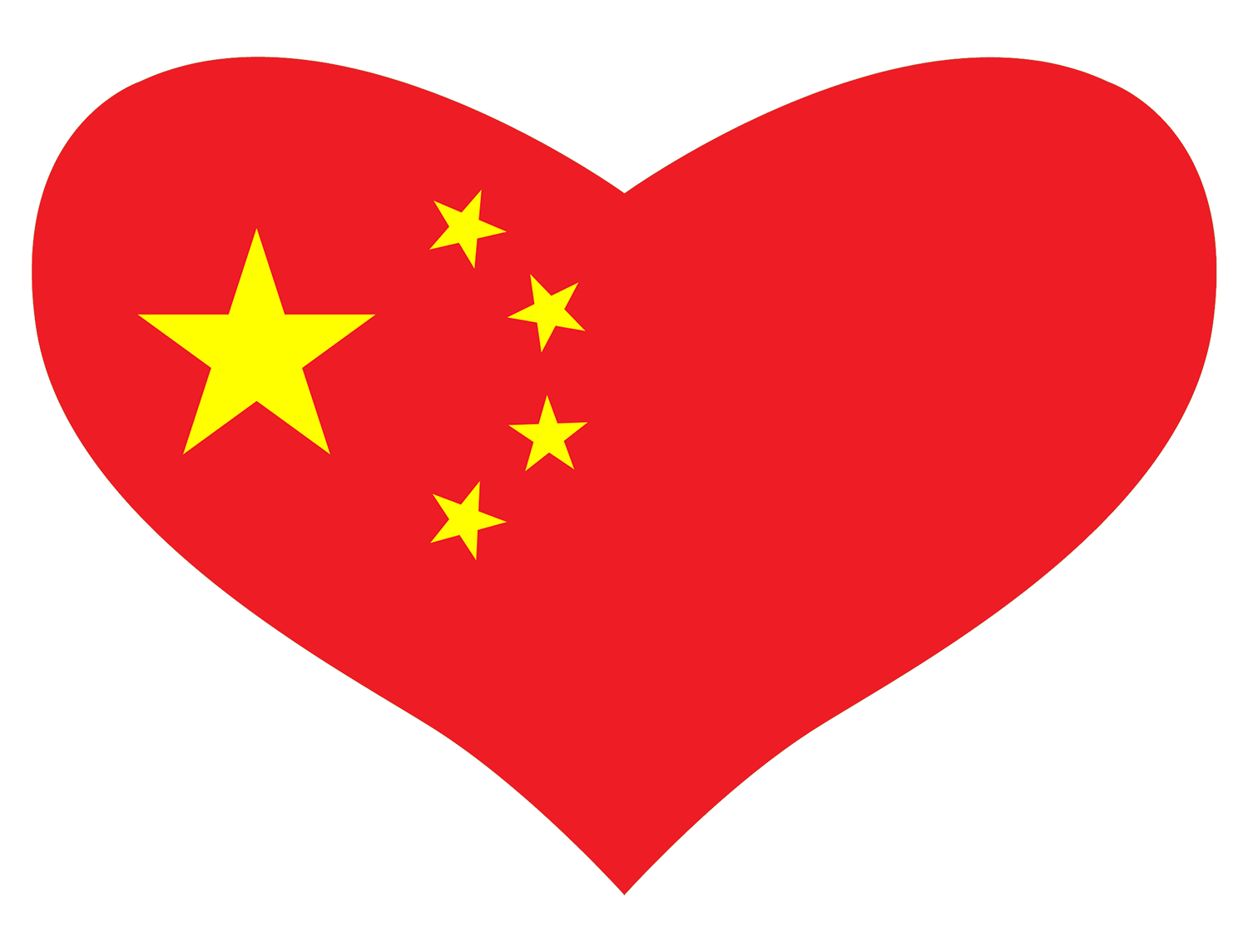 Chinese flag shaped like a heart