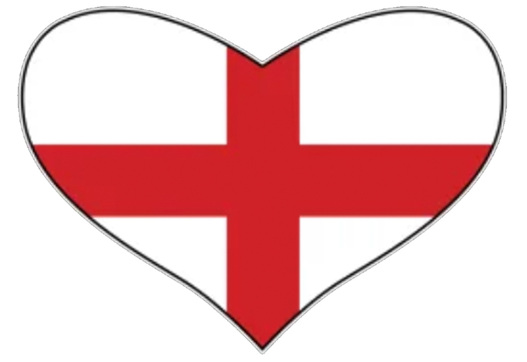 Flag of England shaped like a heart