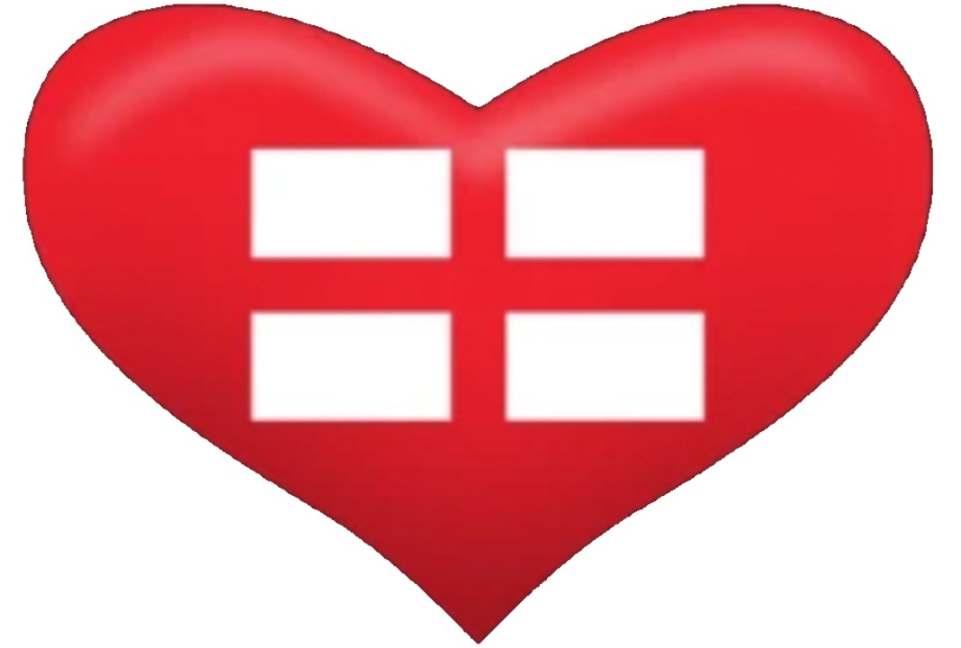 A red heart with the flag of England inside it