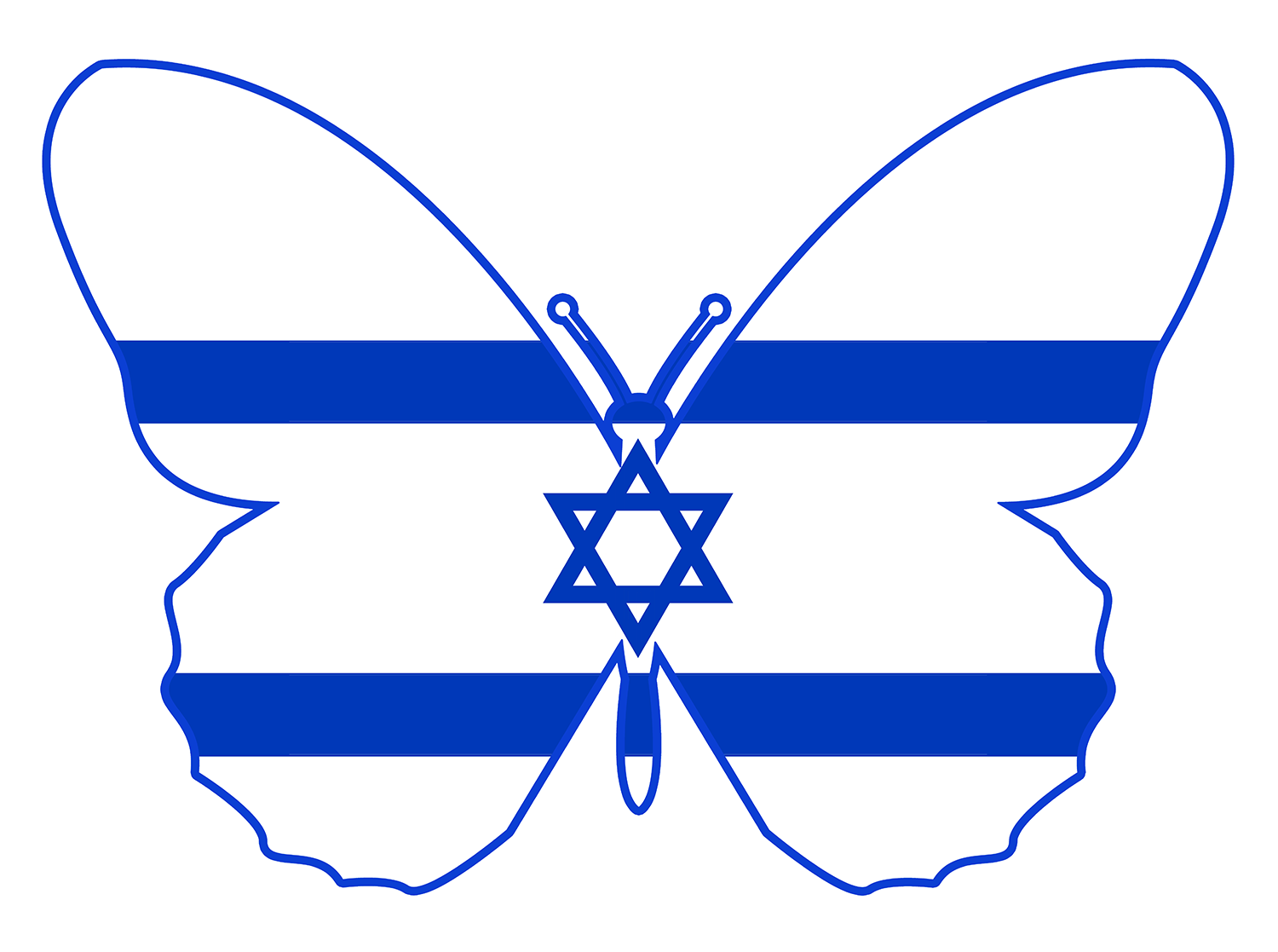 Israeli flag shaped like a butterfly
