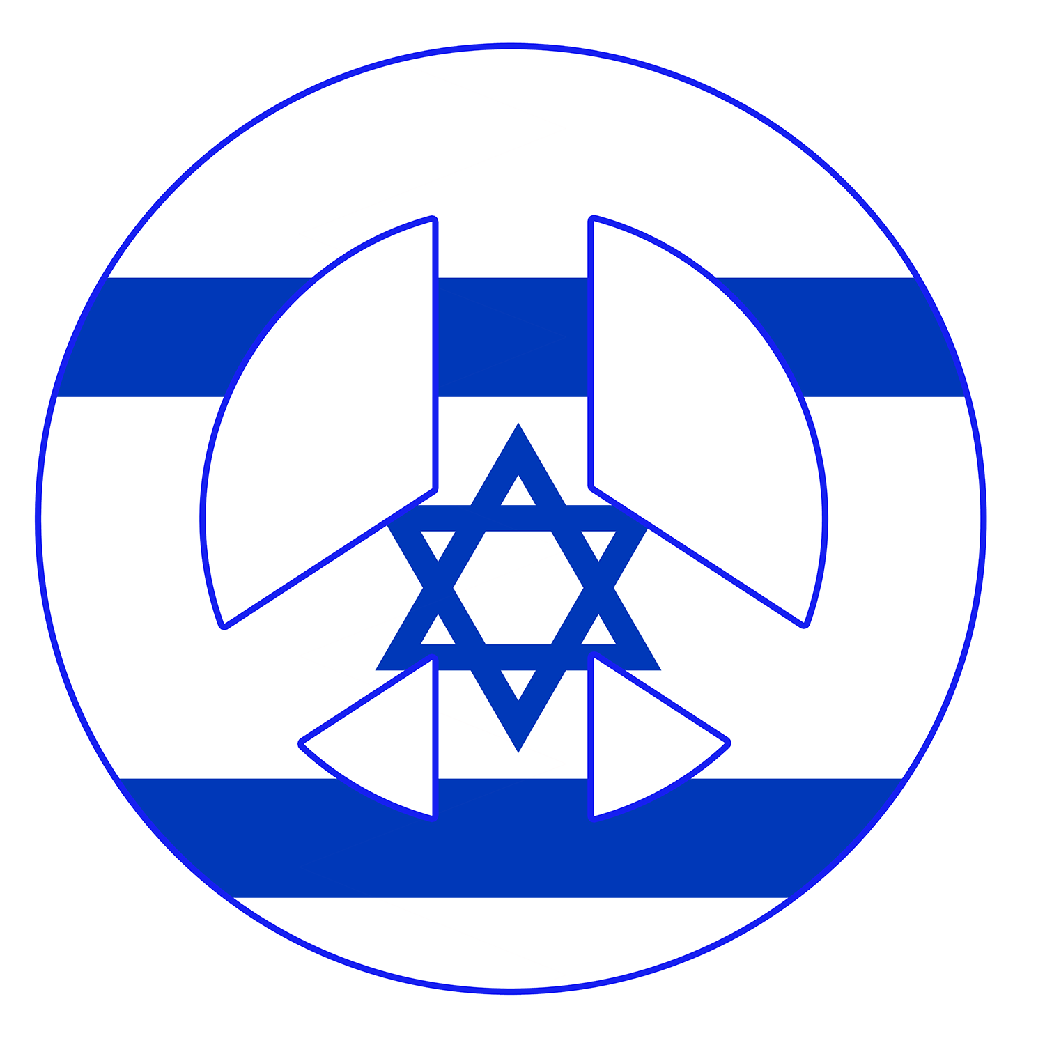 Israeli flag shaped like a Peace Symbol