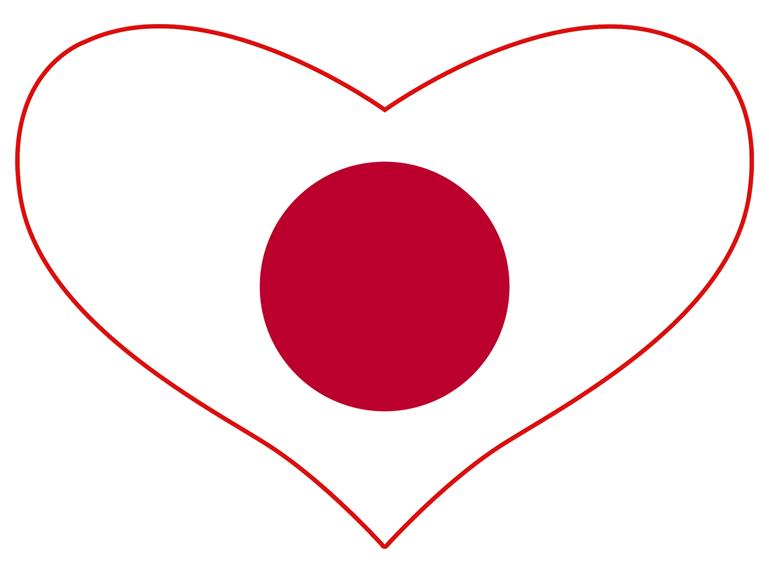 Japanese flag shaped like a heart