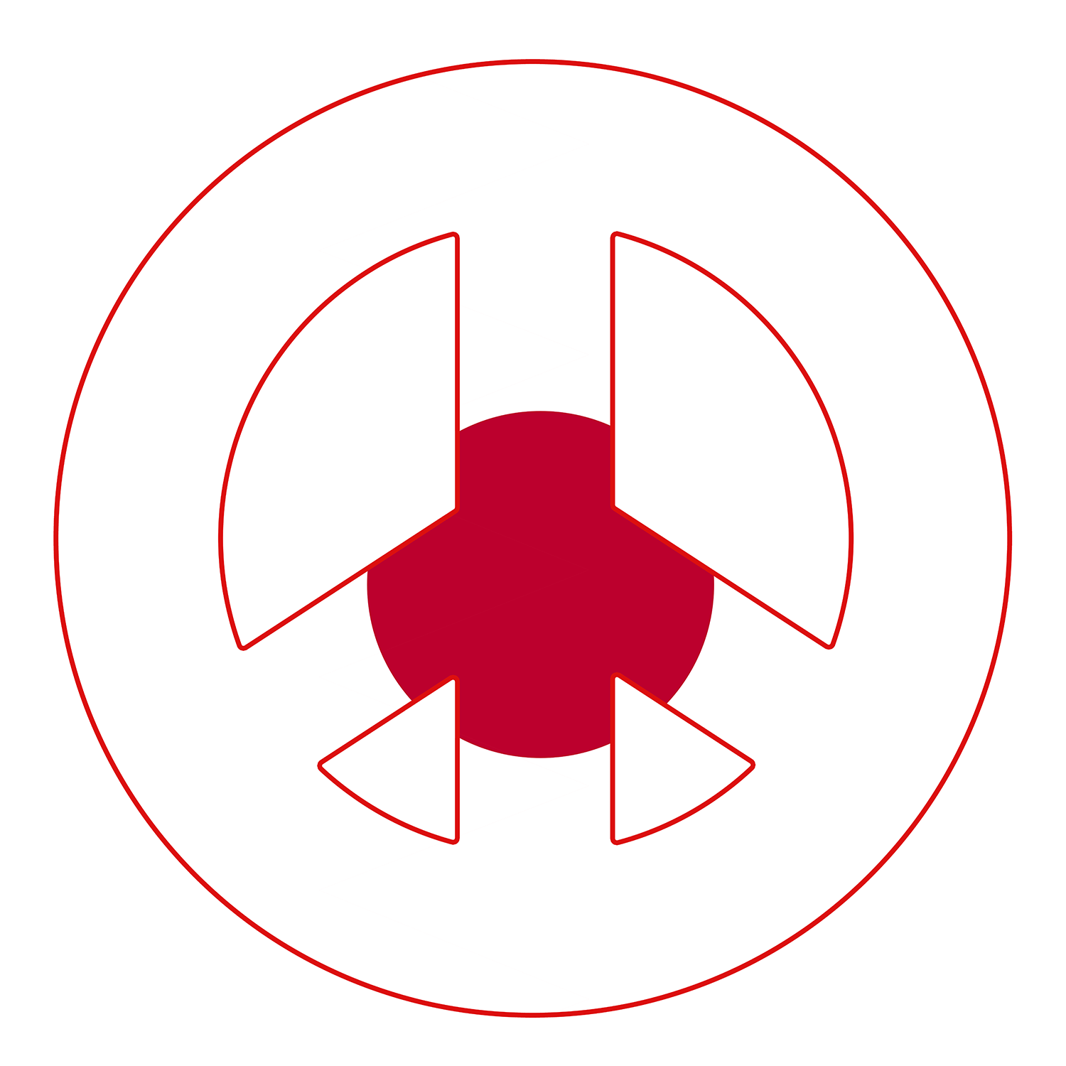 Japanese flag shaped like a Peace Symbol