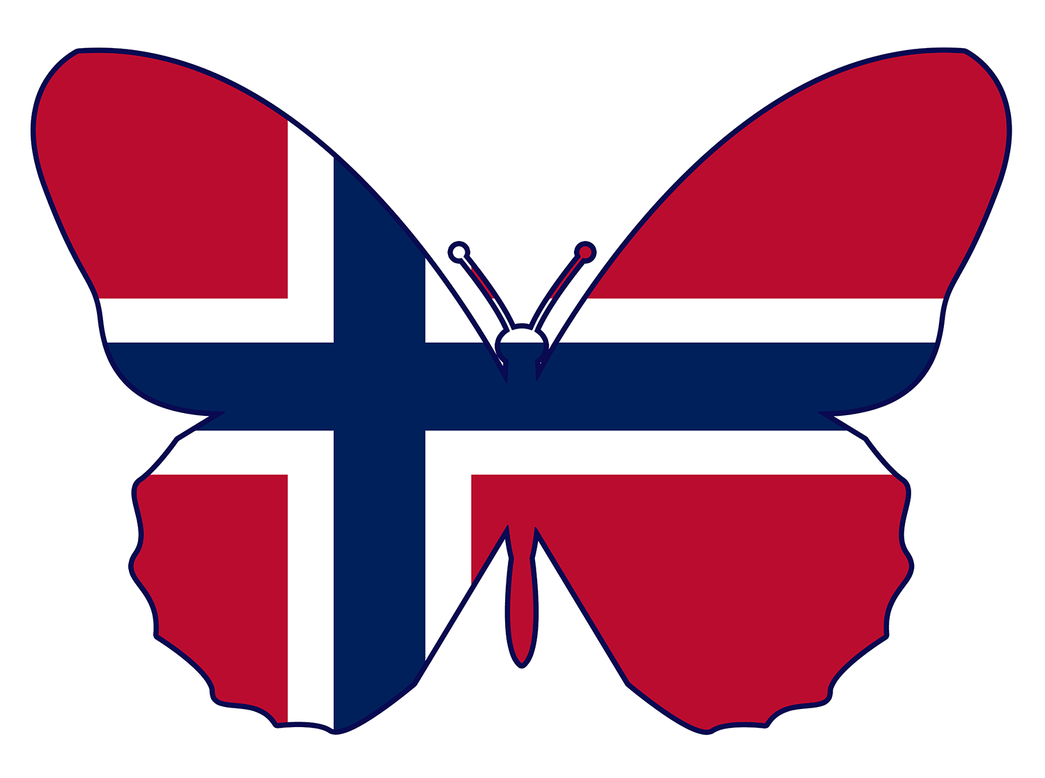 Norwegian flag shaped like a butterfly