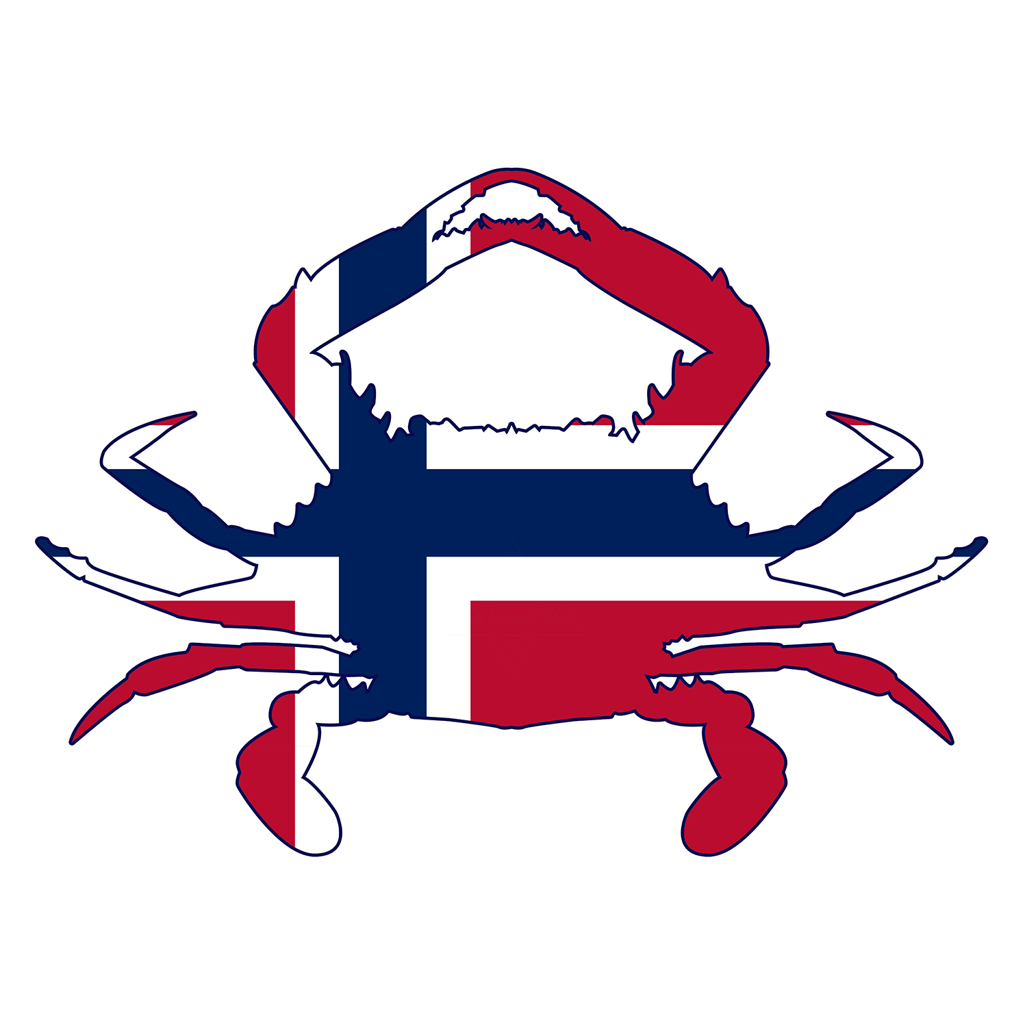 Norwegian flag shaped like a crab