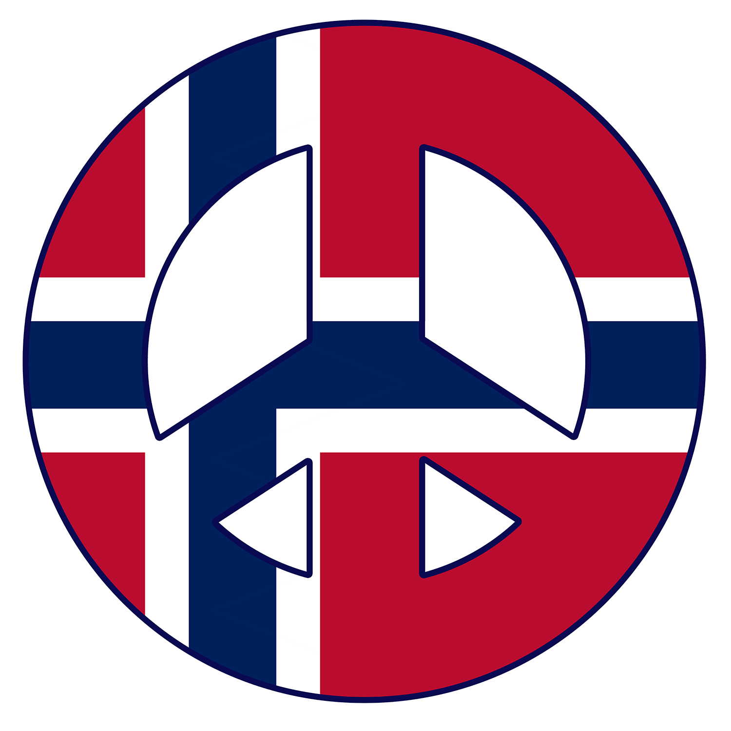 Norwegian flag shaped like a Peace Symbol