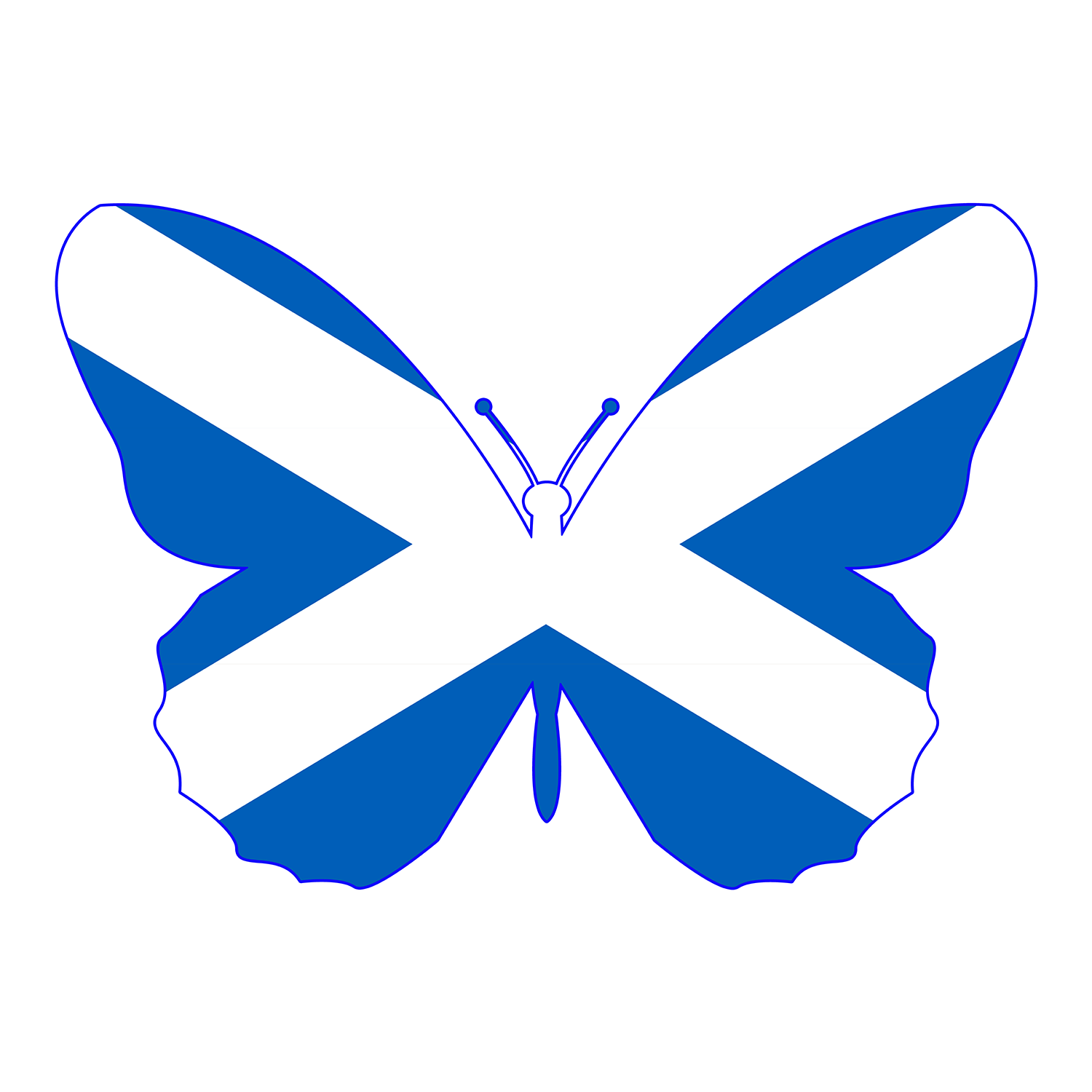 Scottish flag shaped like a butterfly