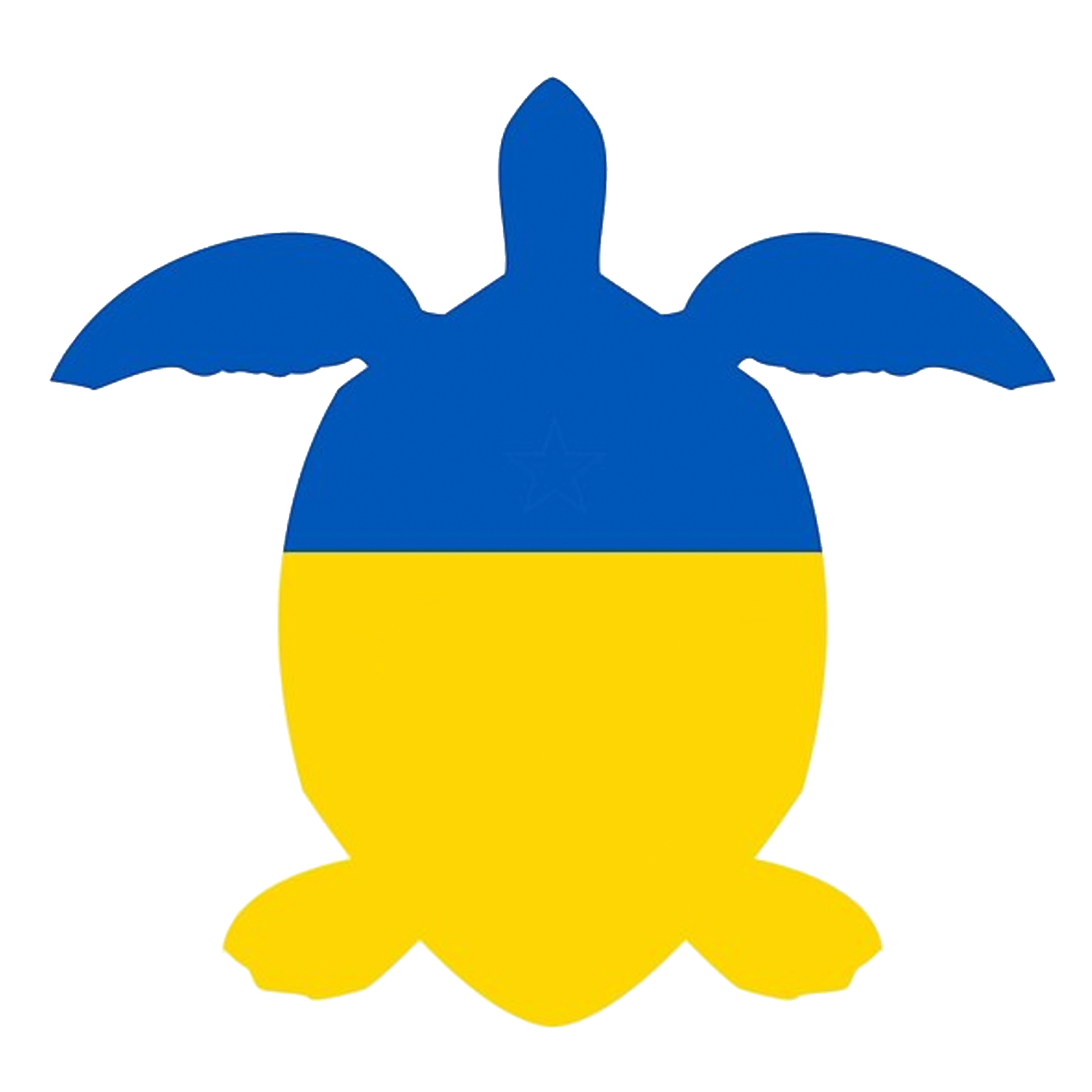 Ukrainian flag shaped like a sea turtle