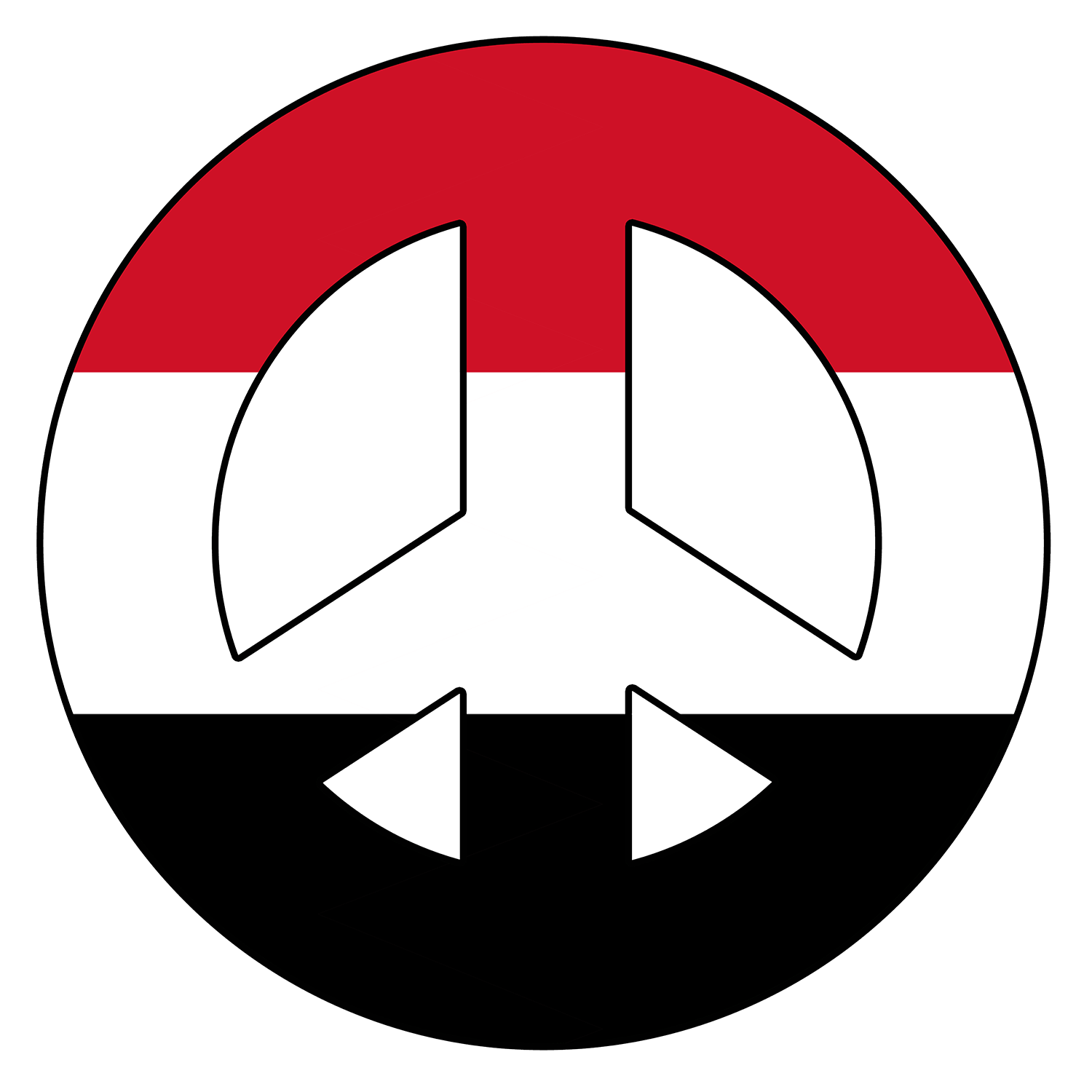 Yemeni flag shaped like a Peace Symbol