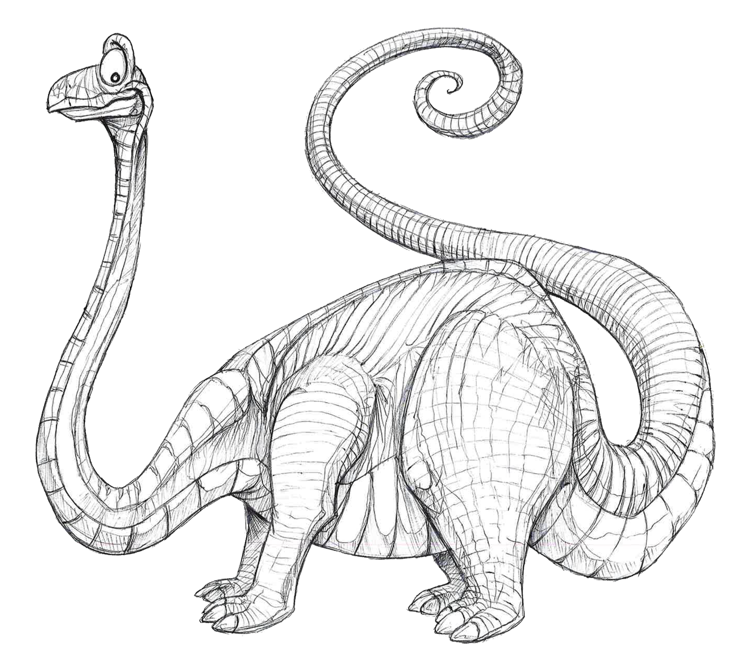 a detailed Brontosaurus sketch