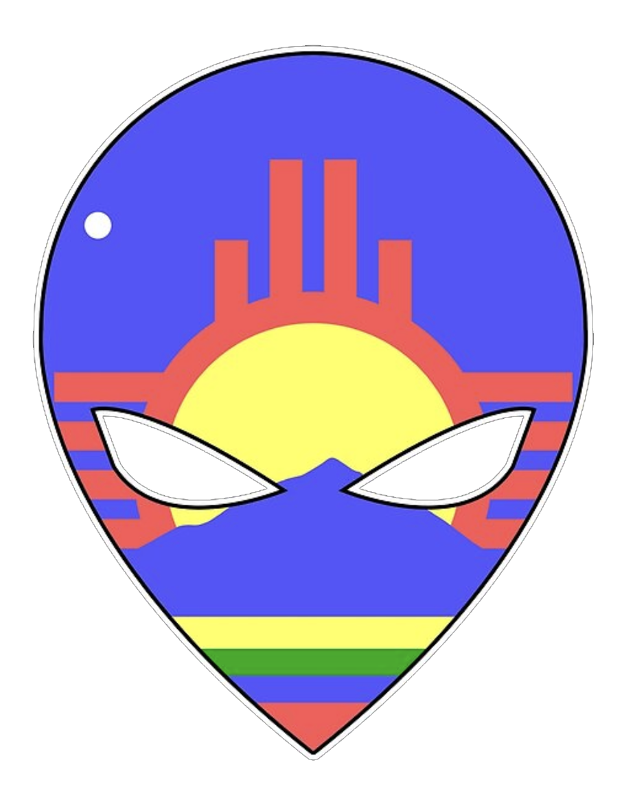 Roswell flag in the shape of a grey alien