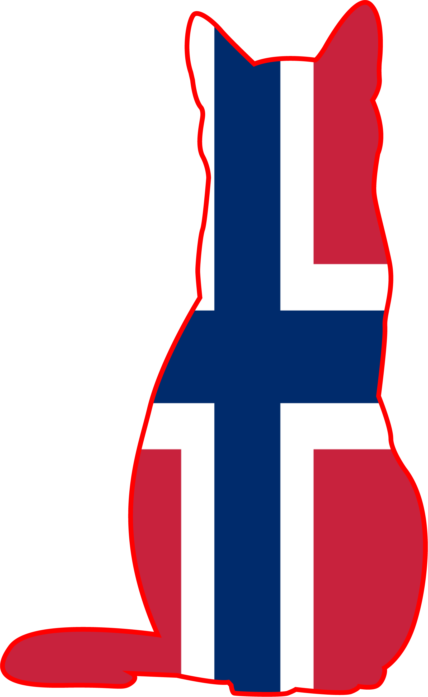 Norwegian Flag shaped like a cat