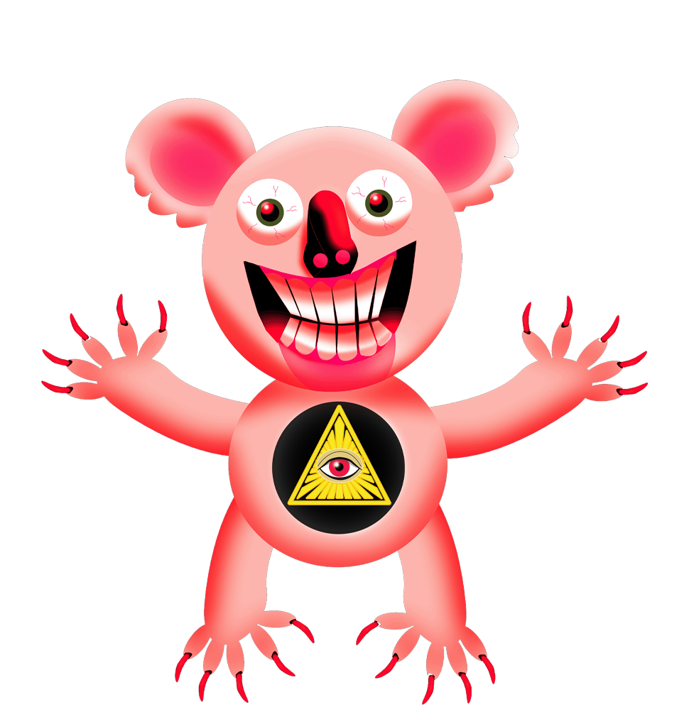 a little wicked pink koala with the Eye of Providence on her belly