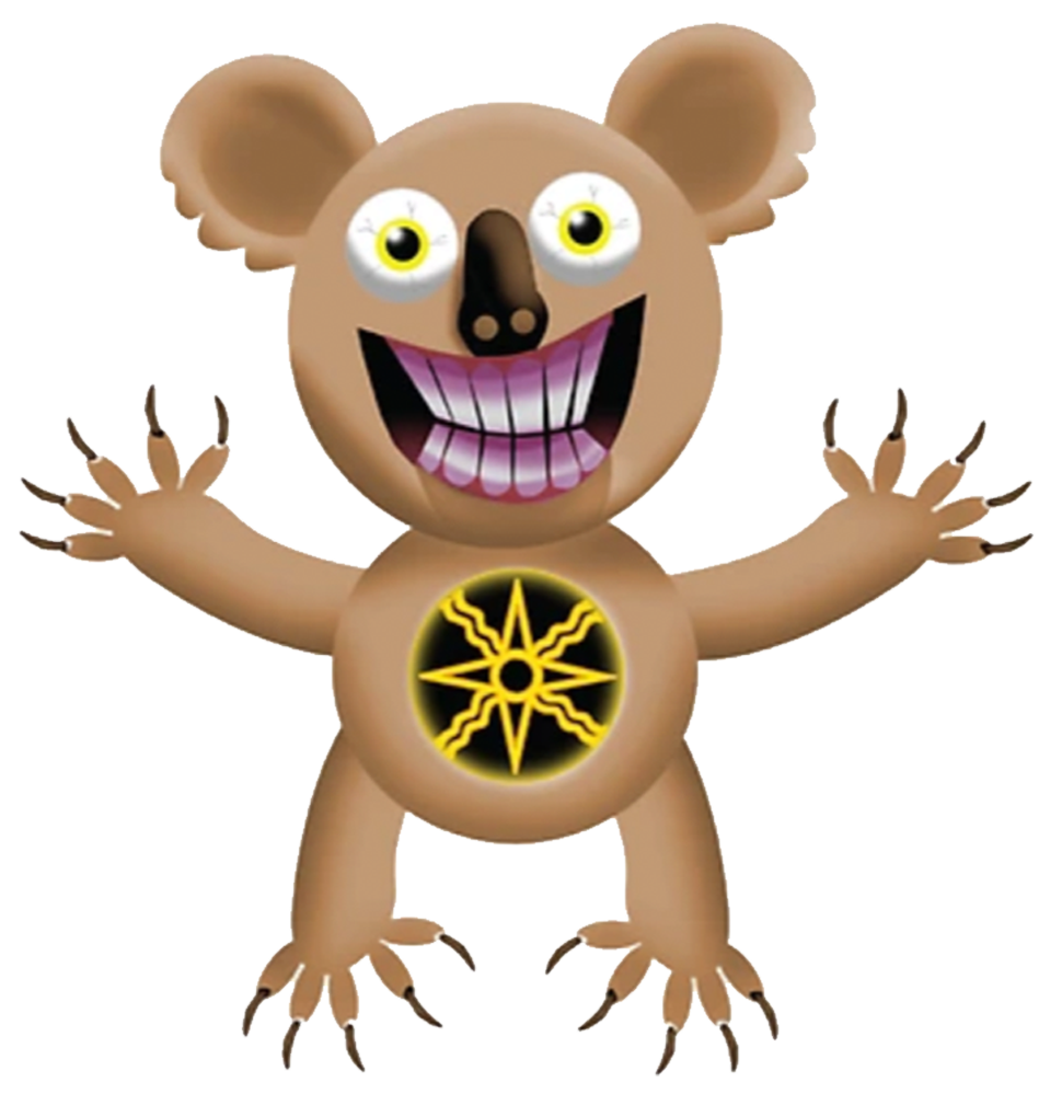A wicked koala with Sumerian symbol on his belly