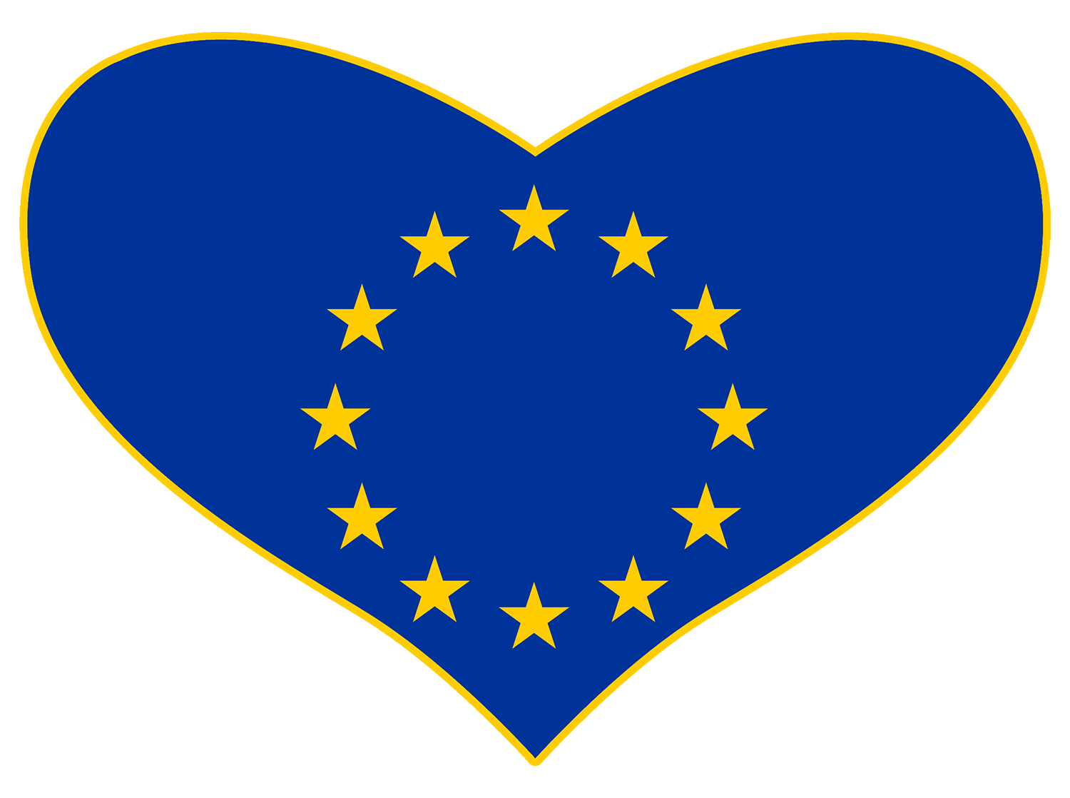 European Union flag shaped like a heart
