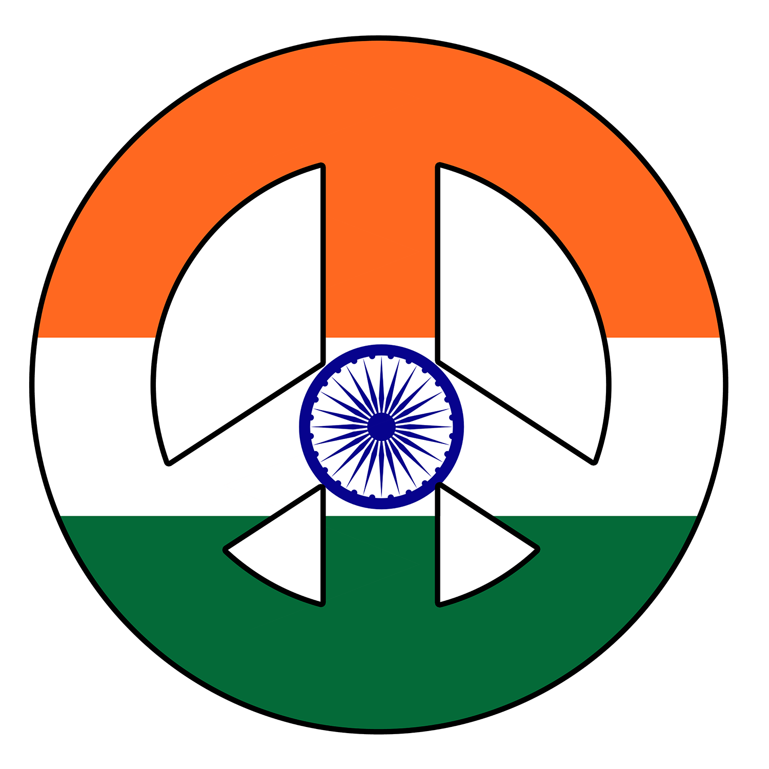 Indian flag shaped like a Peace Symbol