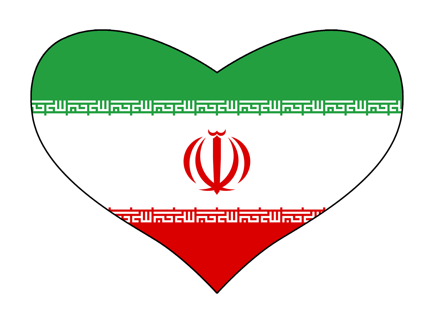 Iranian flag shaped like a heart