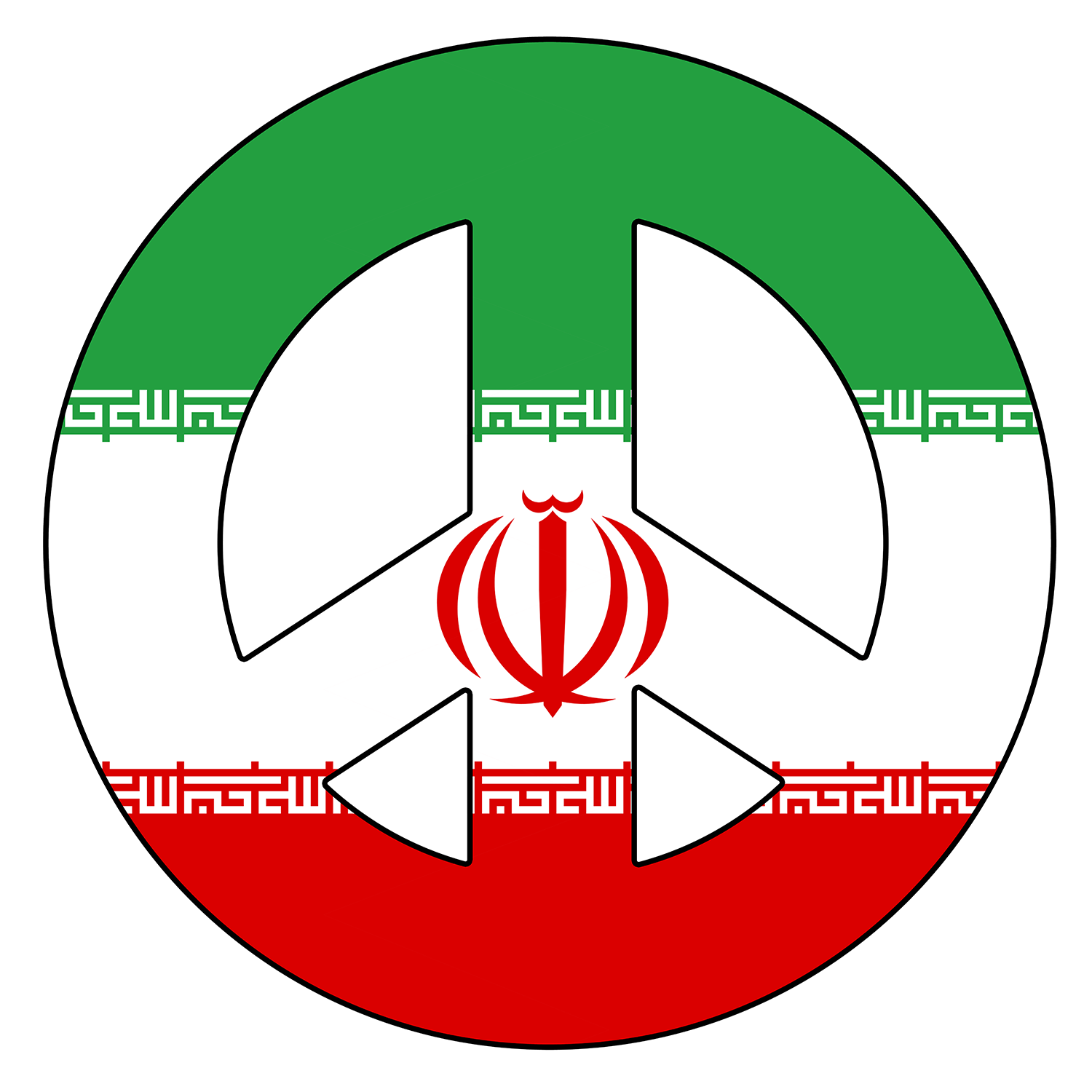 Iranian flag shaped like a Peace Symbol