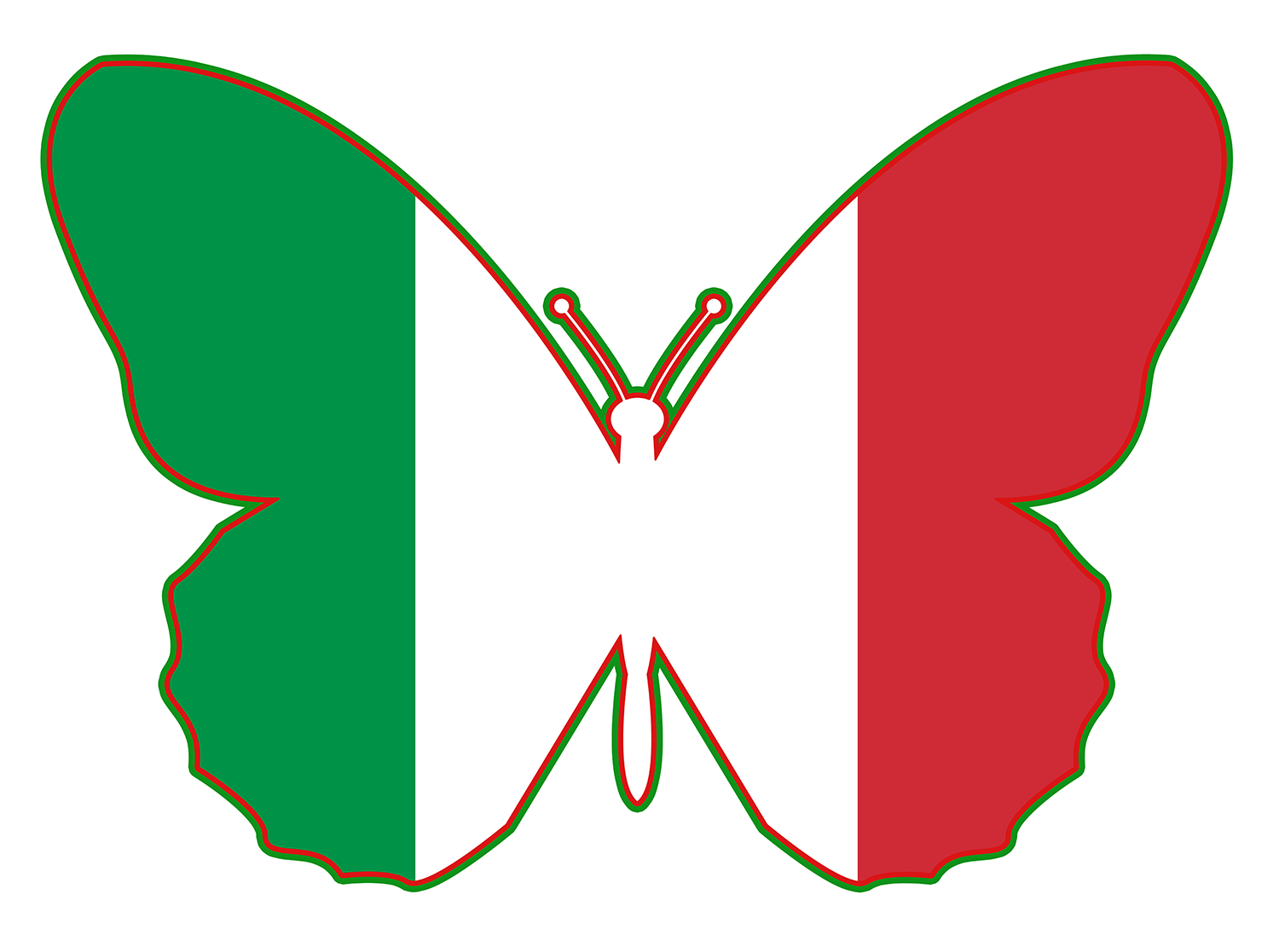 Italian flag shaped like a butterfly