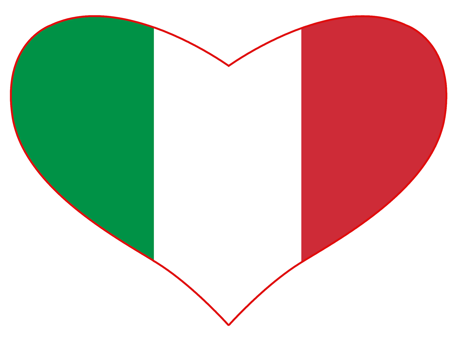 Italian flag shaped like a heart