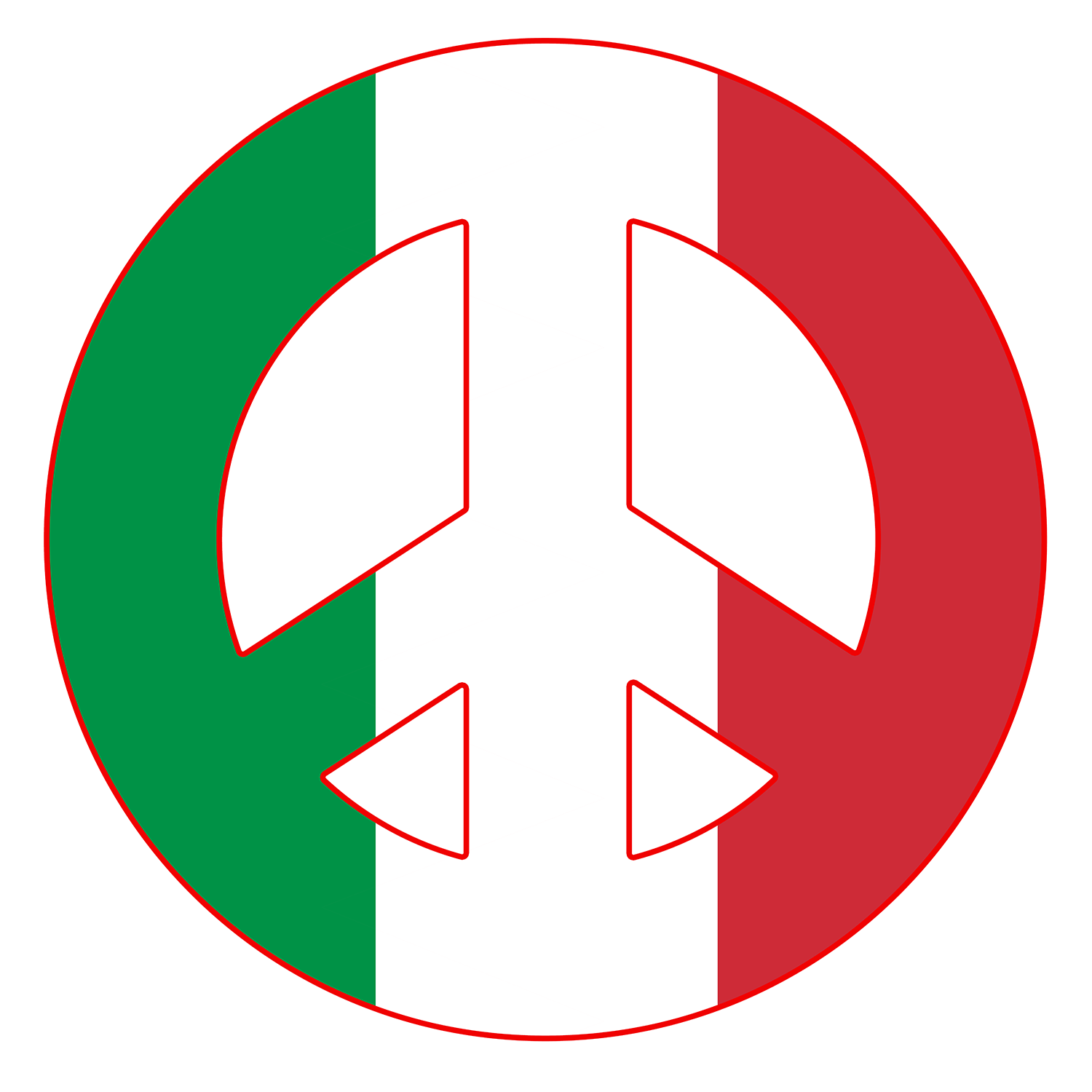 Italian flag shaped like a Peace Symbol