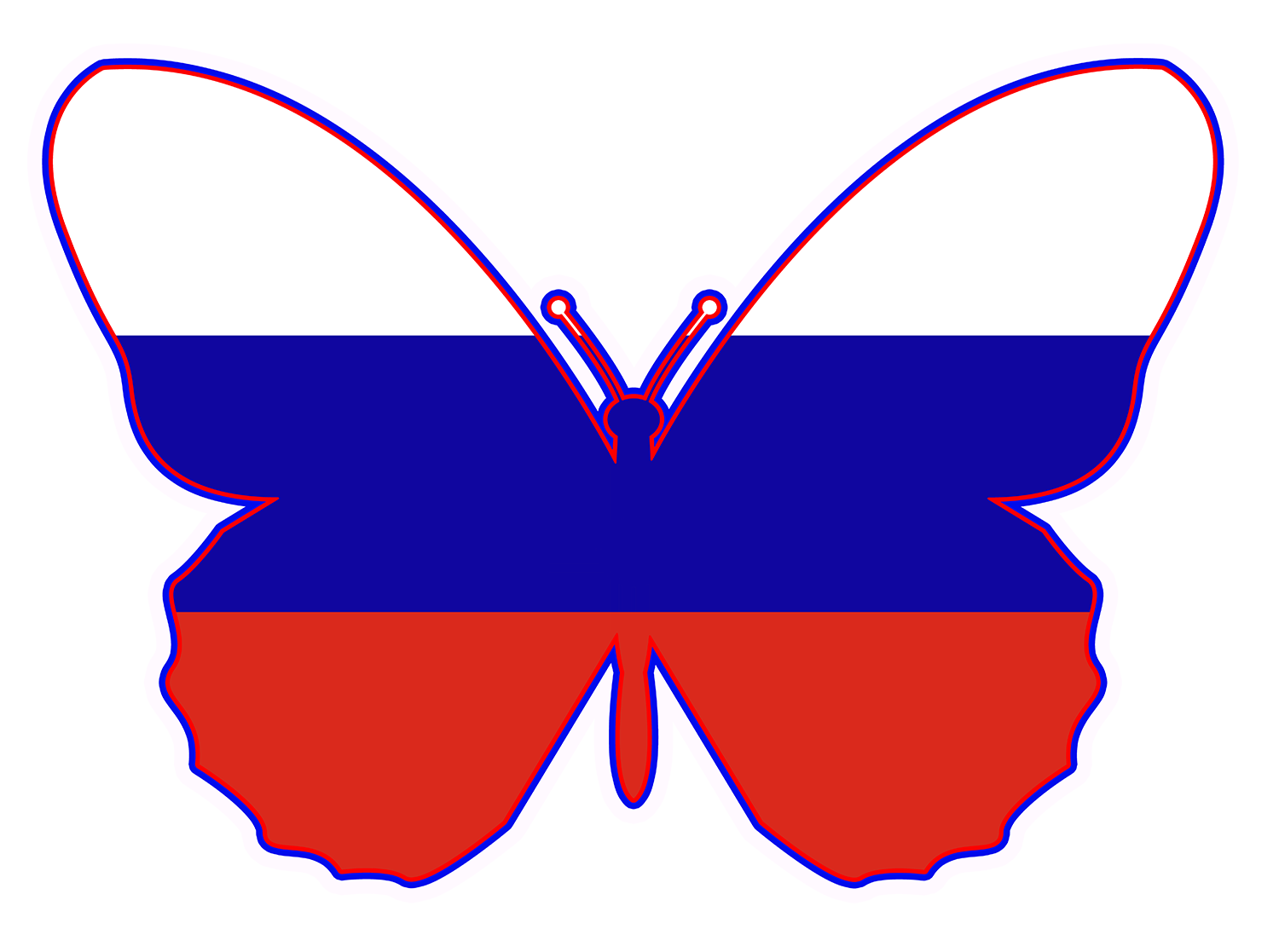 Russian flag shaped like a butterfly