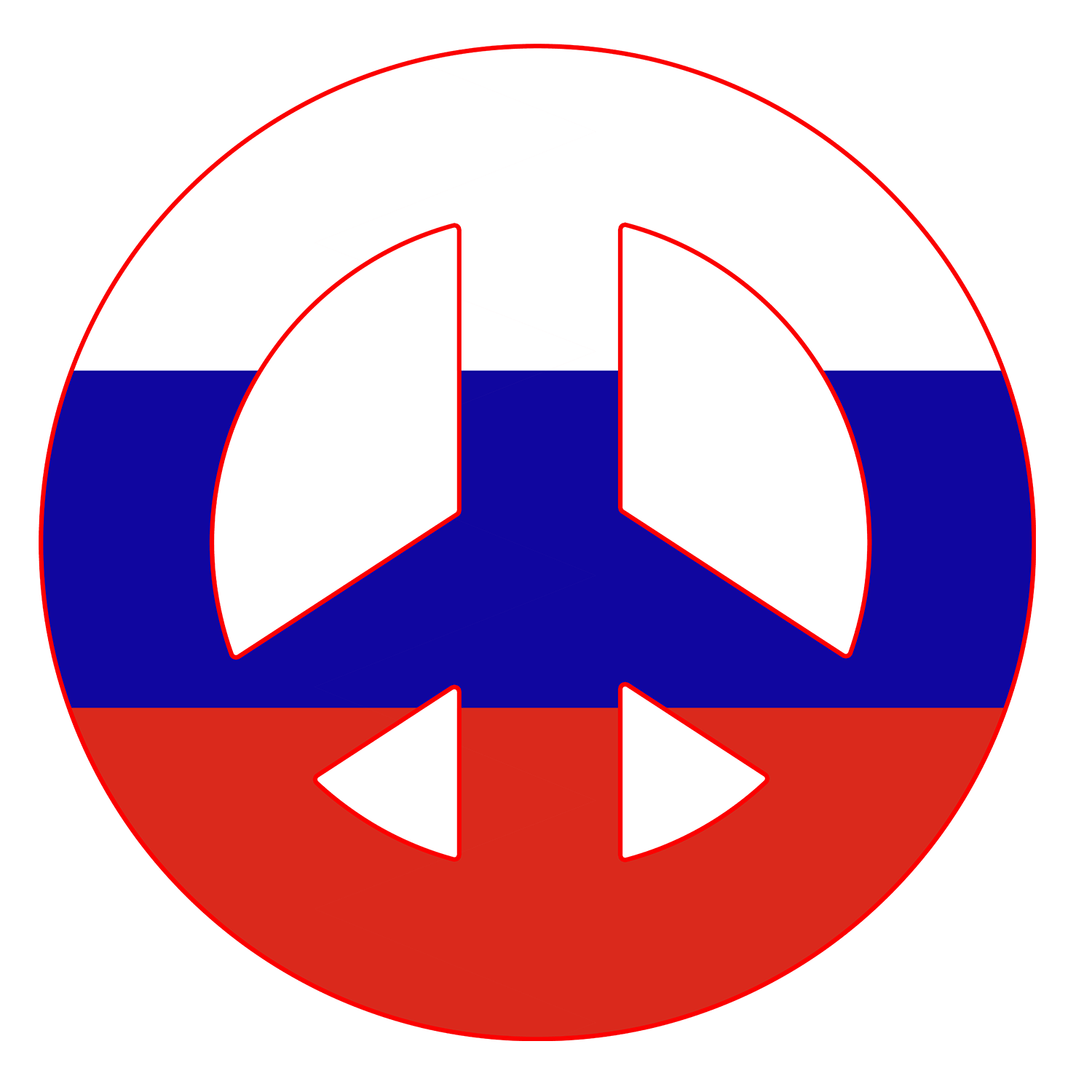 Russian flag shaped like a Peace Symbol