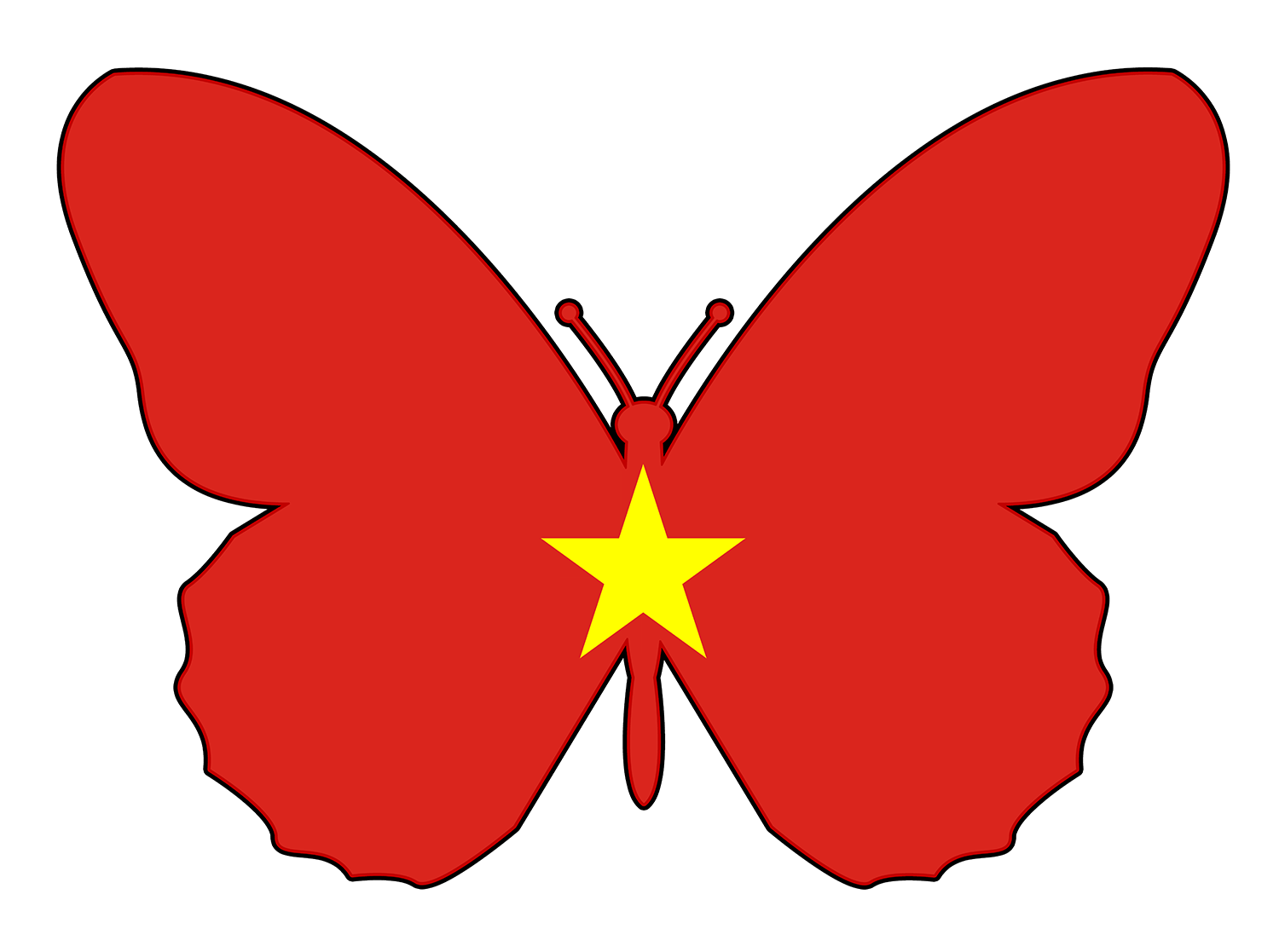 Vietnamese flag shaped like a butterfly