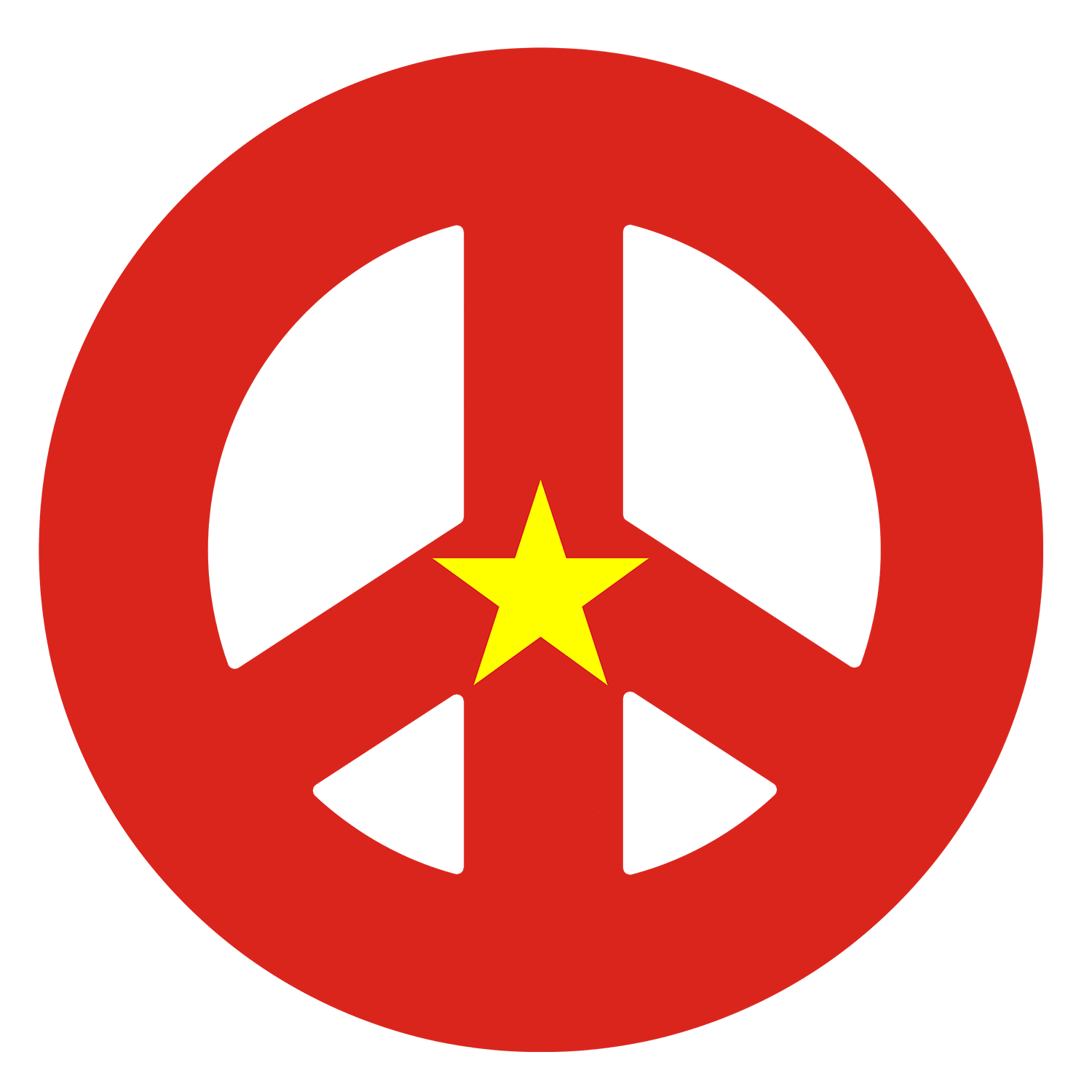 Vietnamese flag shaped like a Peace Symbol